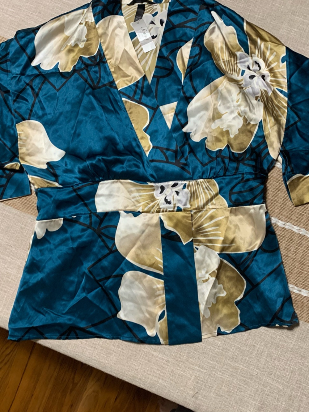 Soma Kimono Floral Satin Blouse
